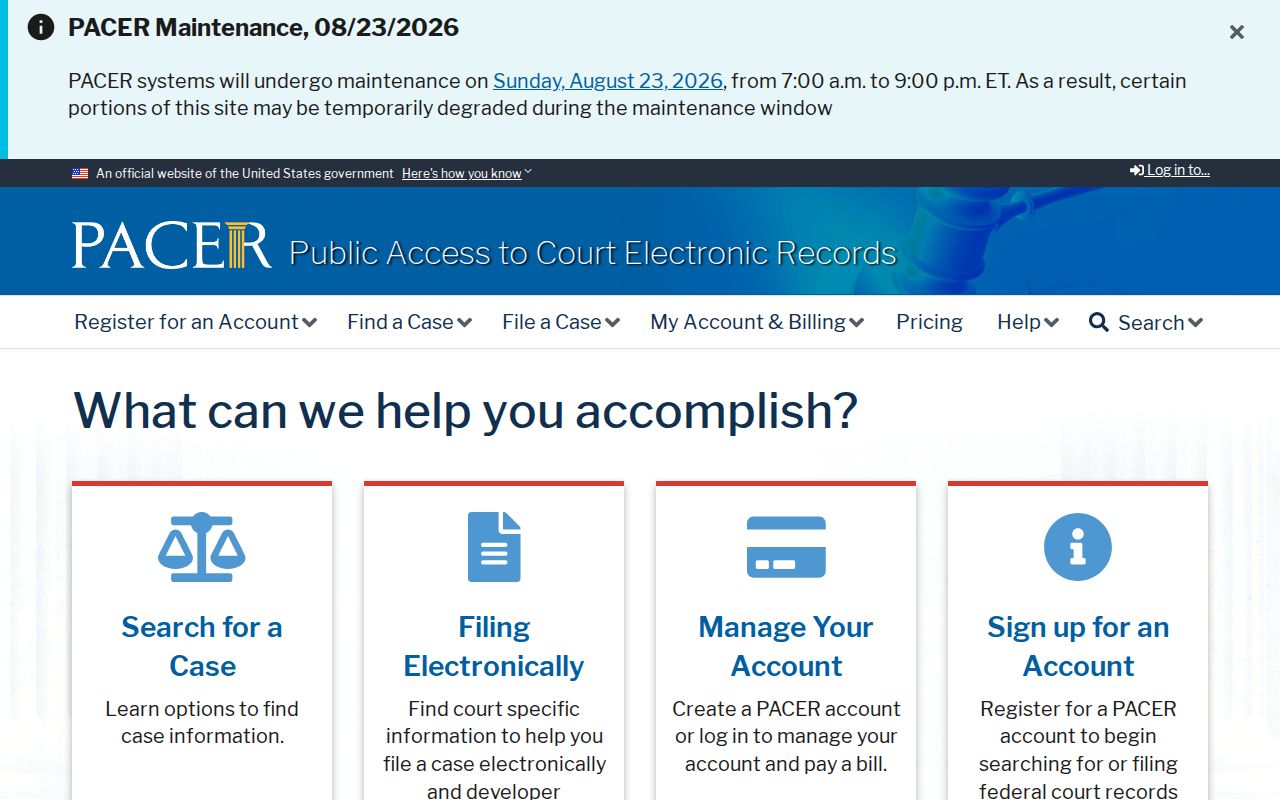 PACER federal court records gateway